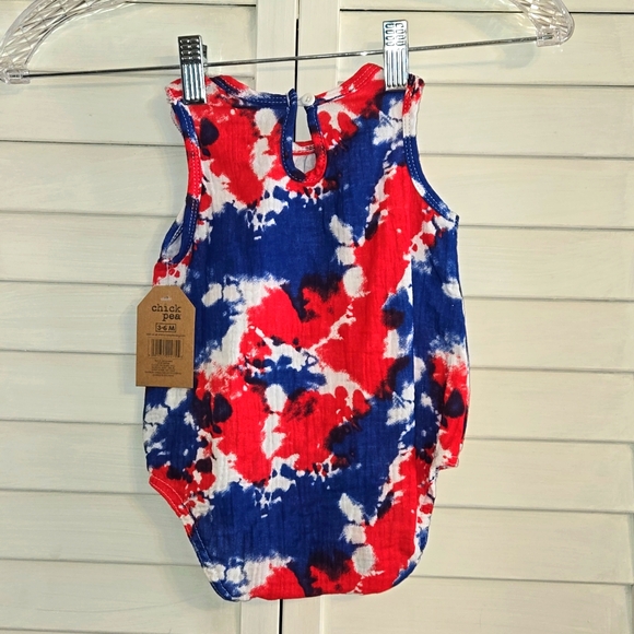 Chick Pea Patriotic Baby Romper with Matching Headband - Picture 2 of 6